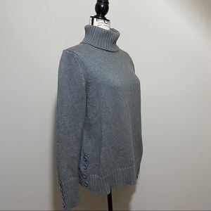LOFT cotton chunky knit turtleneck. Gray. Large